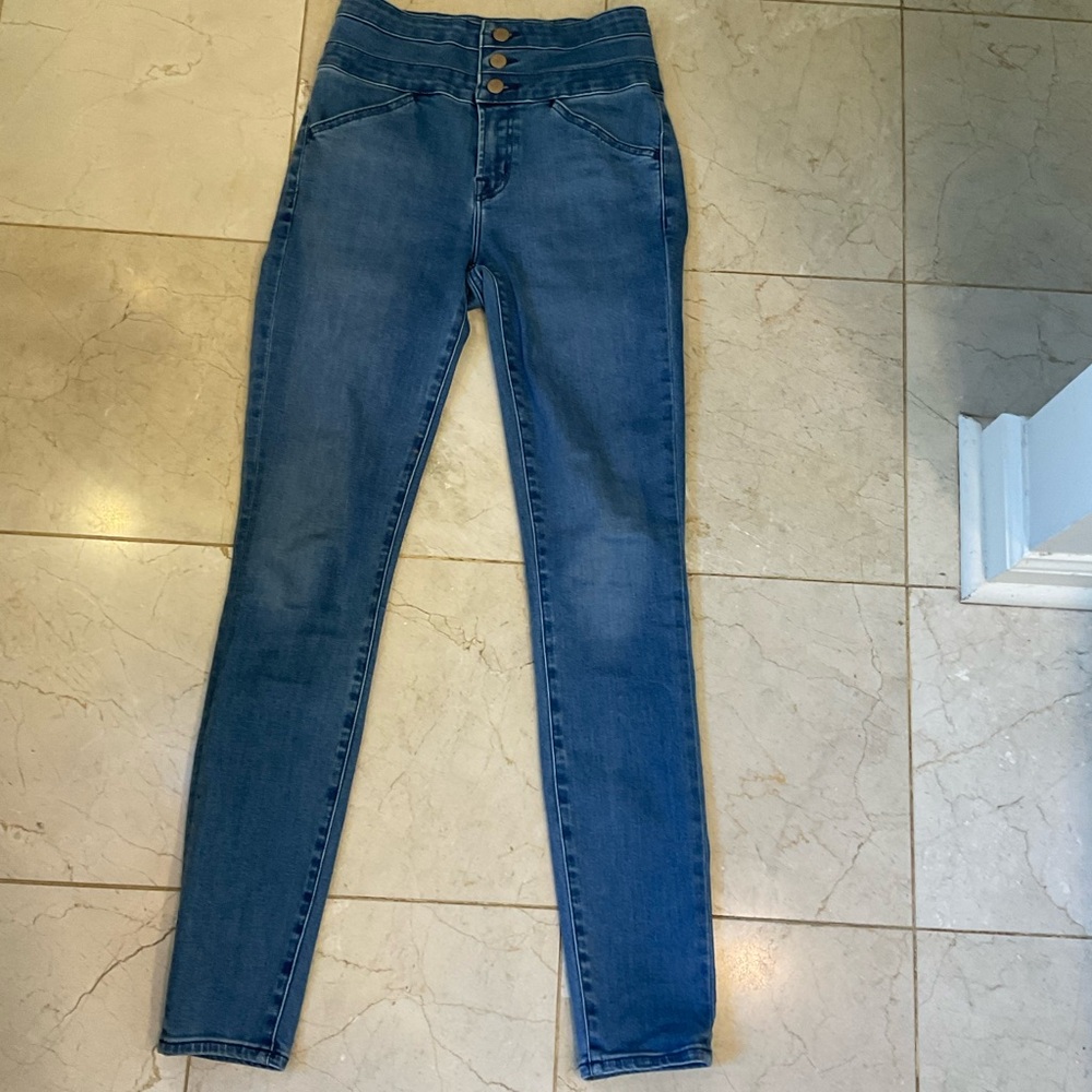 J Brand High Waist Three-Button Four-Pocket Jeans, Slim Leg, Sz 25” x 29” Inseam
